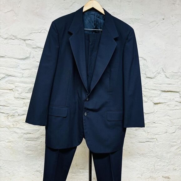 NICE Tom James Custom Tailored Navy Blue Vintage Union Made in USA 44 Regular - Picture 1 of 13